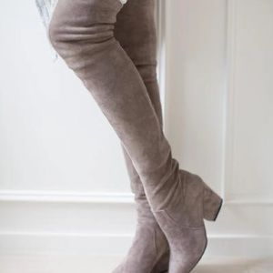 GOODNIGHT MACAROON

'CARINA' TAUPE OVER THE KNEE SUEDE BOOTS US size 5.5